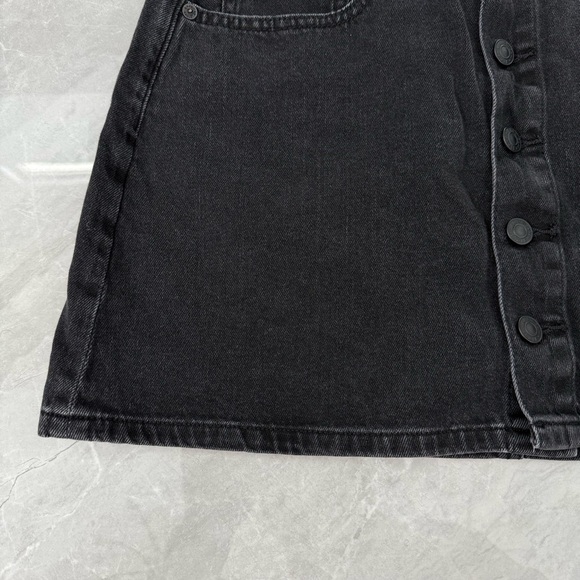 Women’s American Eagle Super Hi Rise A-Line Button Up Black Denim Skirt Size 8 - Picture 7 of 15